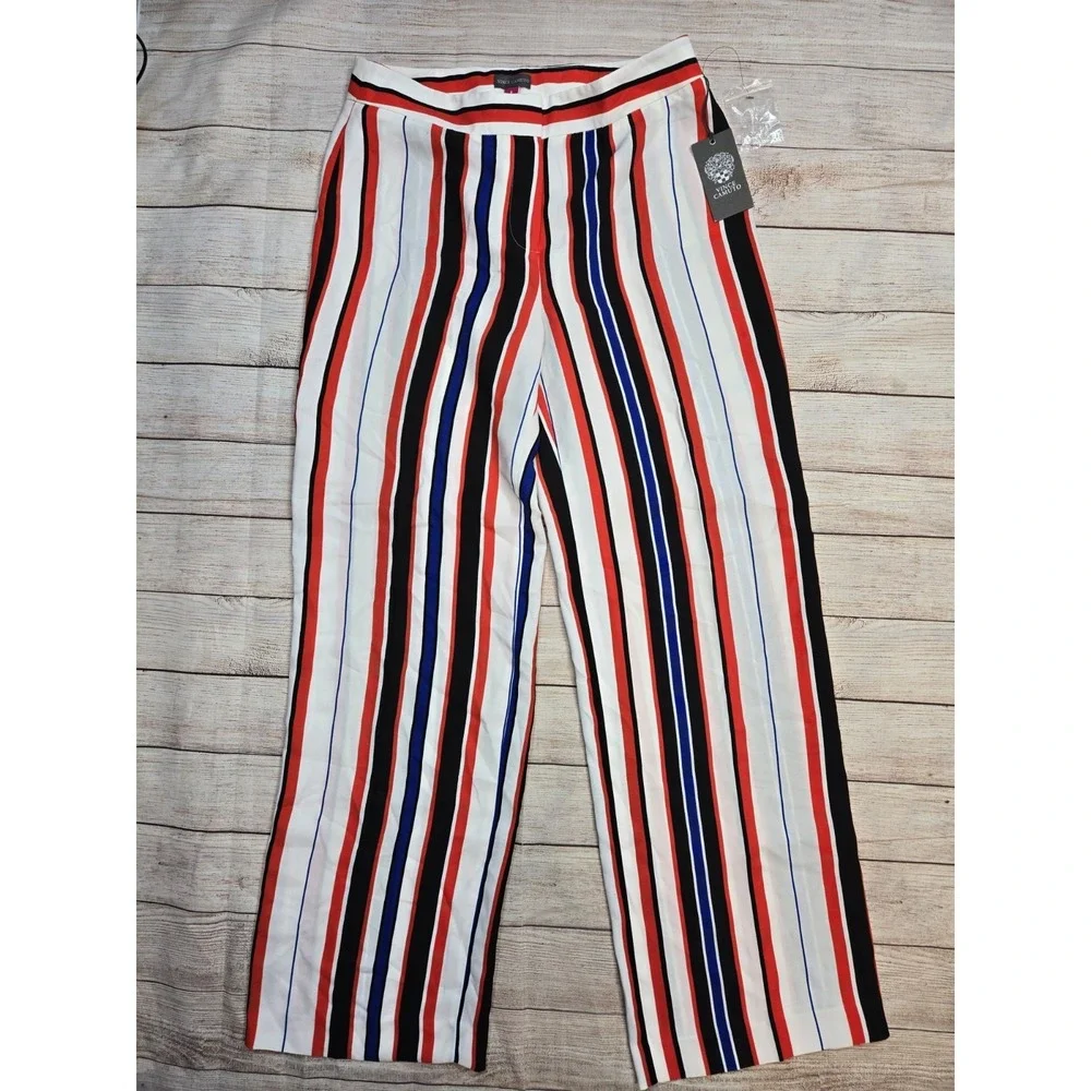 Vince Camuto Women's Wide-Leg Striped Lightweight Dress Pants Black Size 6 NWT‎